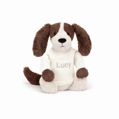 Jellycat Bashful Fudge Puppy with Cream Jumper Australia | 463897ZBT